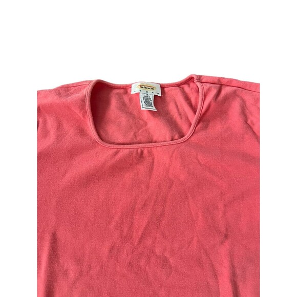 Talbots Womens Tshirt Pink Size 1X Plus Short Sleeve Square Neck Minimalist Tee - Picture 3 of 7